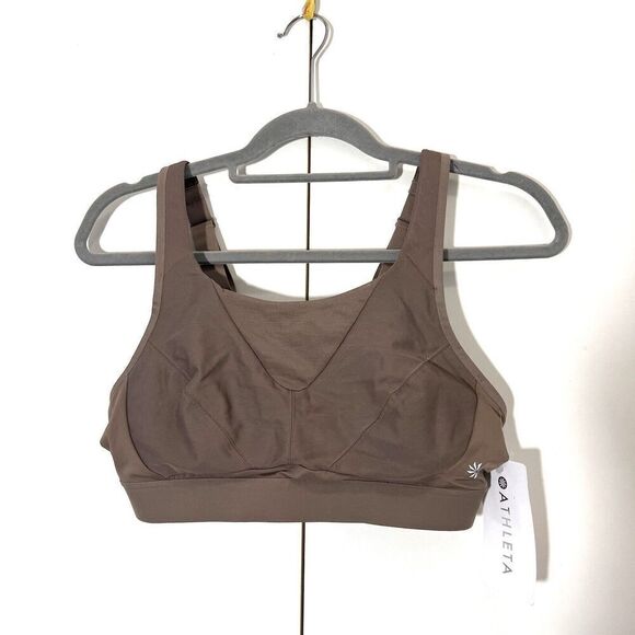 NWT ATHLETA Invincible Bra Brown Sports Bra High Impact Compression 38B - Picture 1 of 4